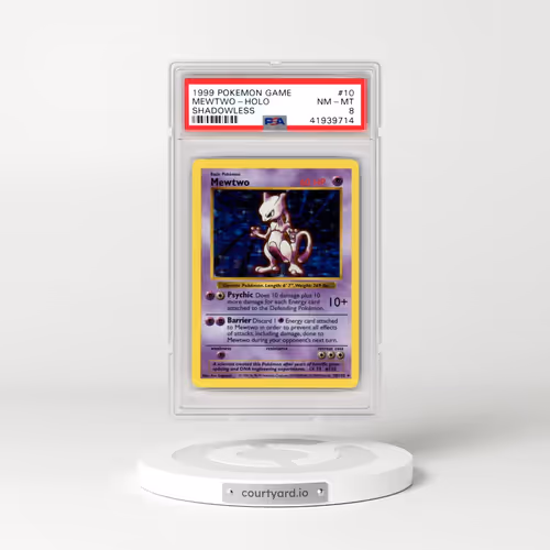1999 Pokémon Game #10 Mewtwo - Holo Shadowless (PSA 8 NM-MT)