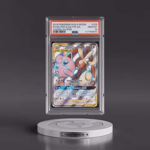 2019 Pokémon Sun & Moon Cosmic Eclipse #225 Mega Lopunny & Jigglypuff GX - Holo Full Art (PSA 10 GEM