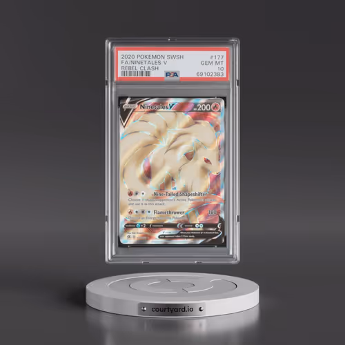 2020 Pokémon Sword & Shield Rebel Clash #177 Ninetales V - Holo Full Art (PSA 10 GEM MINT)
