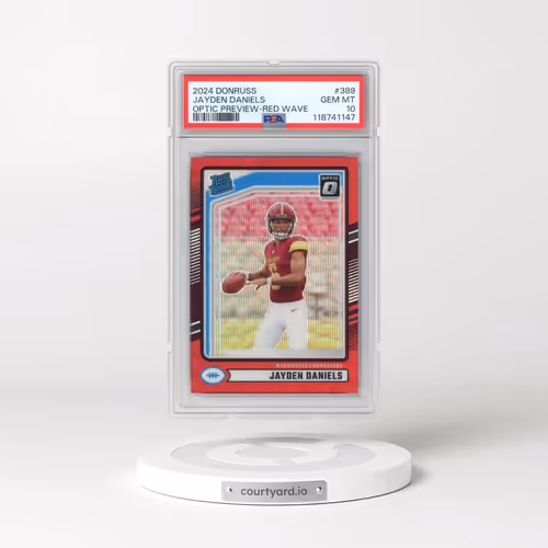 2024 Panini Donruss #389 Jayden Daniels - Optic Preview-Red Wave (PSA 10 GEM MINT)