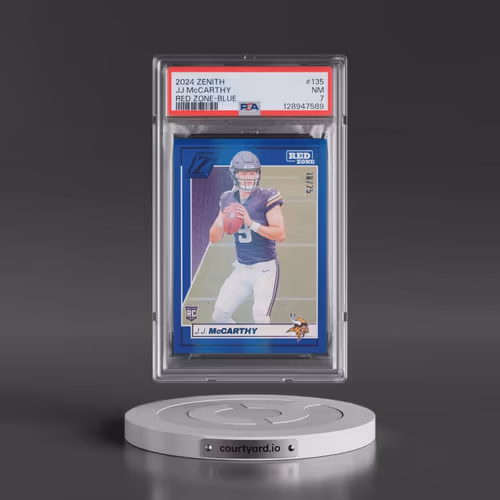 2024 Panini Zenith #135 JJ McCarthy - Red Zone-Blue (PSA 7 NM)