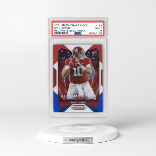 2021 Panini Prizm Draft Picks #183 Mac Jones - Red/White/Blue Prizm (PSA 9 MINT)