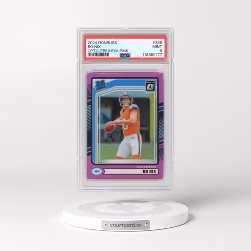 2024 Panini Donruss #369 Bo Nix - Optic Preview-Pink (PSA 9 MINT)