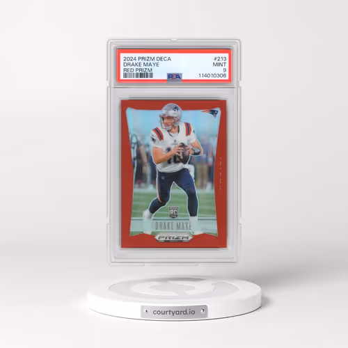 2024 Panini Prizm Deca #213 Drake Maye - Red Prizm (PSA 9 MINT)