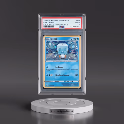 2021 Pokémon Swsh Black Star Promo #128 Eiscue - Holo Evolving Skies Three Pack Blisters (PSA 9 MINT