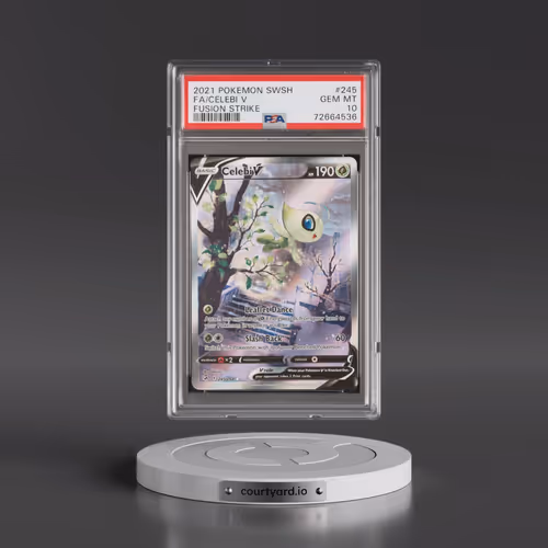 2021 Pokémon Sword & Shield Fusion Strike #245 Celebi V - Holo Full Art (PSA 10 GEM MINT)