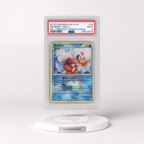 2010 Pokémon Heartgold & Soulsilver #39 Delibird - Holo Crosshatch-2010 Pokemon League (PSA 9 MINT)