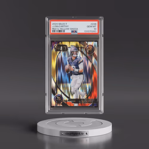 2024 Panini Select #246 JJ McCarthy - Red & Yellow Shock (PSA 10 GEM MINT)
