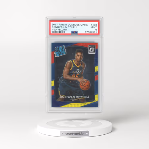 2017 Panini Donruss Optic #188 Donovan Mitchell - Red/Yellow (PSA 9 MINT)