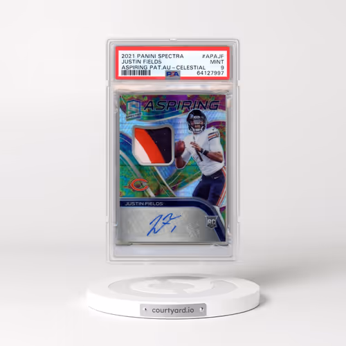 2021 Panini Spectra Aspiring Patch Autographs #APAJF Justin Fields - Celestial (PSA 9 MINT)