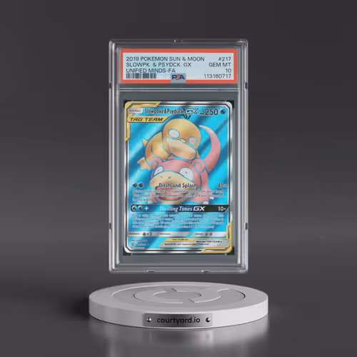 2019 Pokémon Sun & Moon Unified Minds #217 Slowpoke & Psyduck GX - Holo Full Art (PSA 10 GEM MINT)