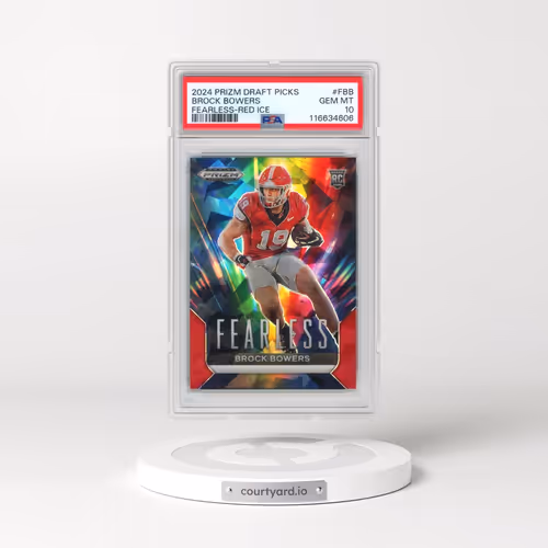 2024 Panini Prizm Draft Picks Fearless #FBB Brock Bowers - Red Ice (PSA 10 GEM MINT)