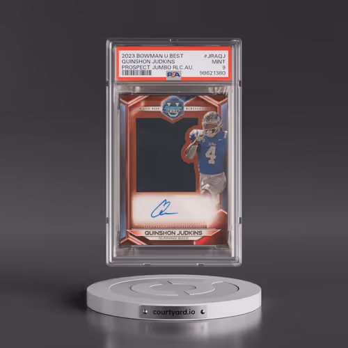 2023 Bowman University Best Prospect Jumbo Relic Autographs #JRAQJ Quinshon Judkins (PSA 9 MINT)