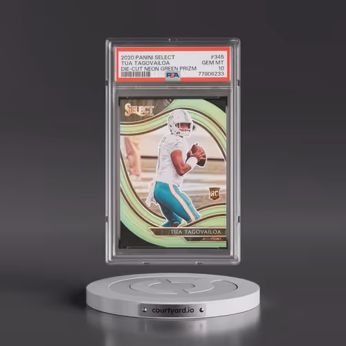 2020 Panini Select #345 Tua Tagovailoa - Die-Cut Neon Green Prizm (PSA 10 GEM MINT)