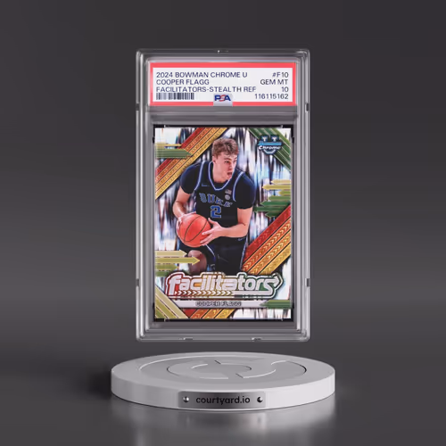 2024 Bowman Chrome University Facilitators #F10 Cooper Flagg - Stealth Refractor (PSA 10 GEM MINT)