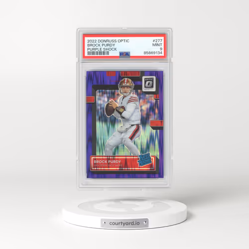 2022 Panini Donruss Optic #277 Brock Purdy - Purple Shock (PSA 9 MINT)