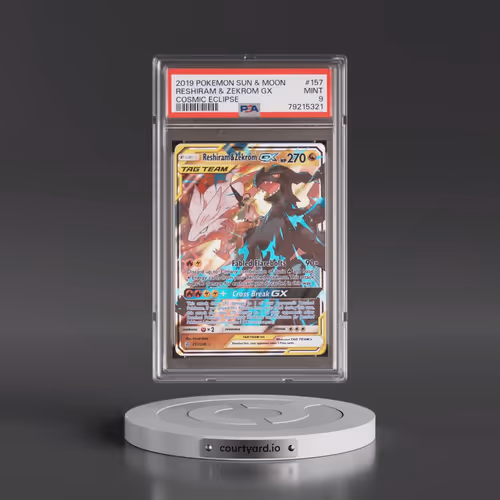 2019 Pokémon Sun & Moon Cosmic Eclipse #157 Reshiram & Zekrom GX - Holo (PSA 9 MINT)
