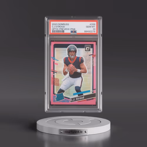 2023 Panini Donruss #339 CJ Stroud - Optic Preview-Pink (PSA 10 GEM MINT)