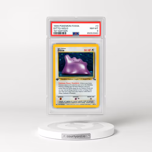 1999 Pokémon Fossil #3 Ditto - 1st Edition Holo (PSA 8 NM-MT)