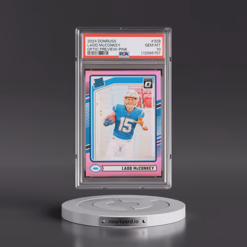 2024 Panini Donruss #328 Ladd McConkey - Optic Preview-Pink (PSA 10 GEM MINT)