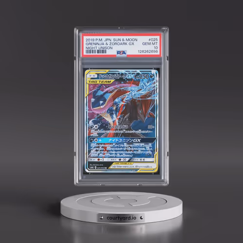 2019 Pokémon Sun & Moon Strength Expansion Pack Night Unison #025 Greninja & Zoroark GX - Holo (PSA
