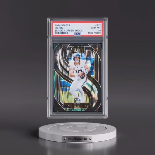 2024 Panini Select #117 Bo Nix - Black & Green Shock (PSA 10 GEM MINT)
