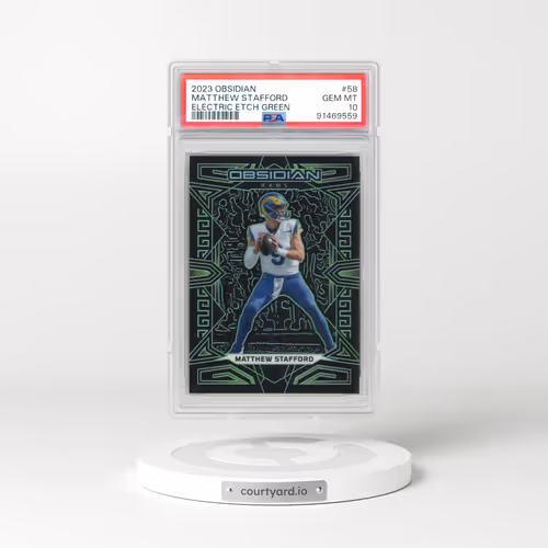 2023 Panini Obsidian #58 Matthew Stafford - Electric Etch Green (PSA 10 GEM MINT)