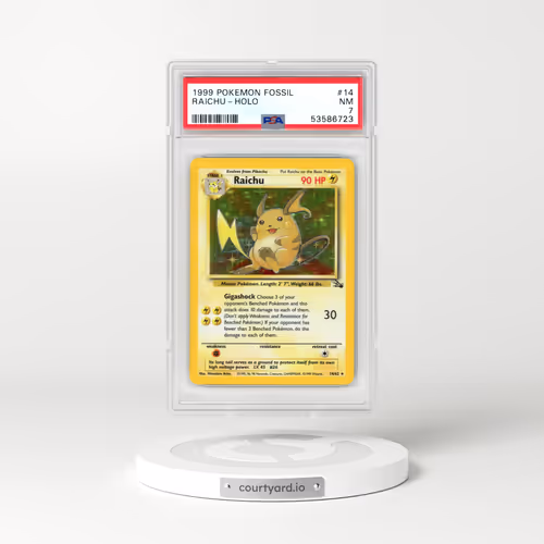 1999 Pokémon Fossil #14 Raichu - Holo (PSA 7 NM)