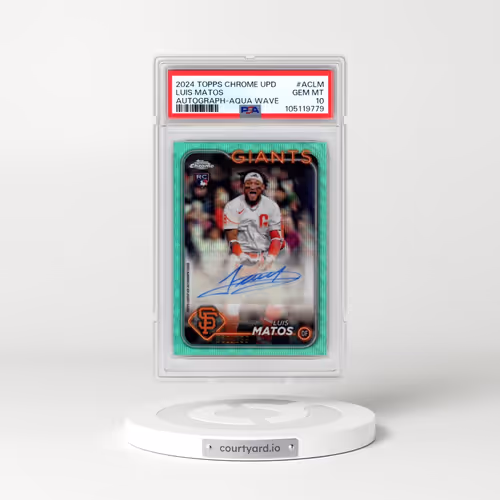 2024 Topps Chrome Update Chrome Baseball Update Series Autographs #ACLM Luis Matos - Aqua Wave (PSA 10 GEM MINT)