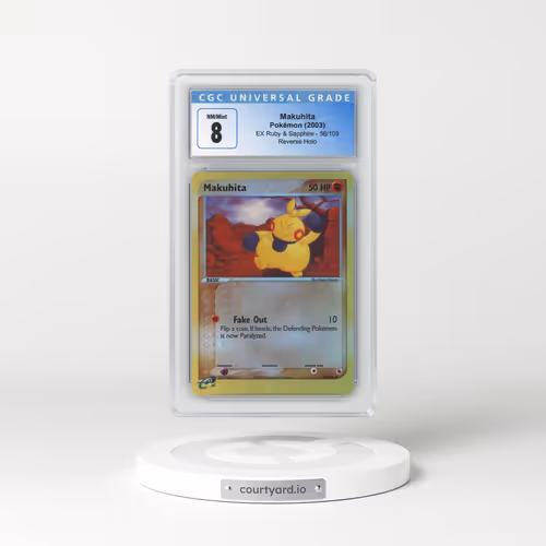 2003 EX Ruby & Sapphire (2003 Copyright, w/ "e" Symbol) #58/109 Makuhita - Reverse Holo (CGC 8 NM-MT)