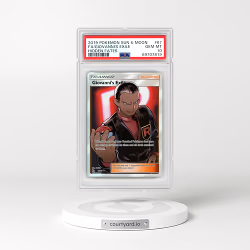 2019 Pokémon Sun & Moon Hidden Fates #67 Giovanni's Exile - Full Art (PSA 10 GEM MINT)