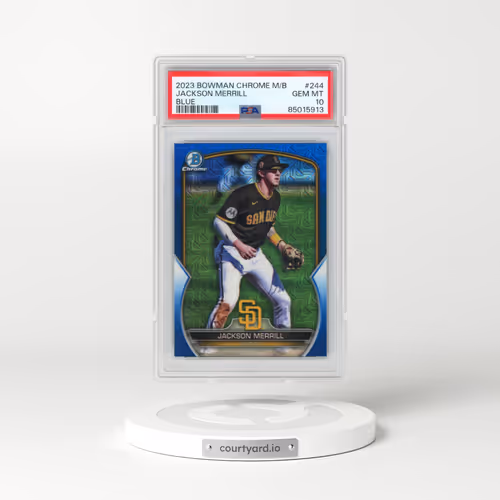2023 Bowman Mega Box Chrome #244 Jackson Merrill - Blue Refractor (PSA 10 GEM MINT)