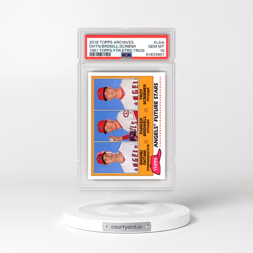 2018 Topps Archives 1981 Topps Future Stars Trios #LAA Parker Bridwell/Shohei Ohtani/Troy Scribner (PSA 10 GEM MINT)