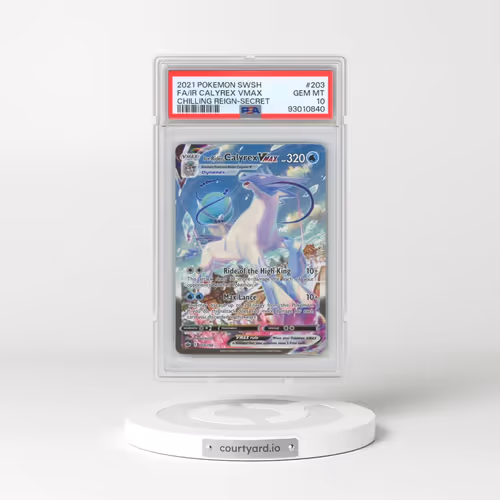 2021 Pokémon Sword & Shield Chilling Reign #203 Ice Rider Calyrex Vmax - Full Art Secret (PSA 10 GEM MINT)