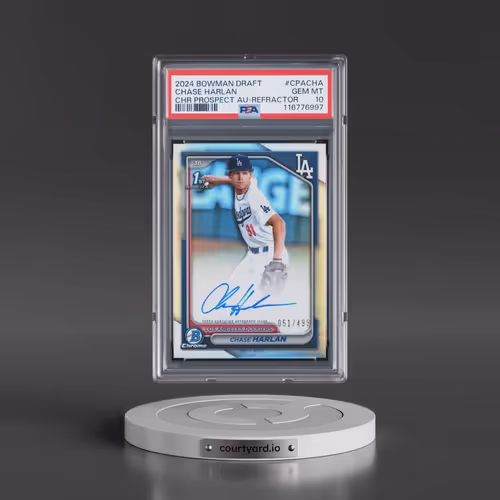 2024 Bowman Draft Chrome Prospect Autographs #CPACHA Chase Harlan - Refractor (PSA 10 GEM MINT)