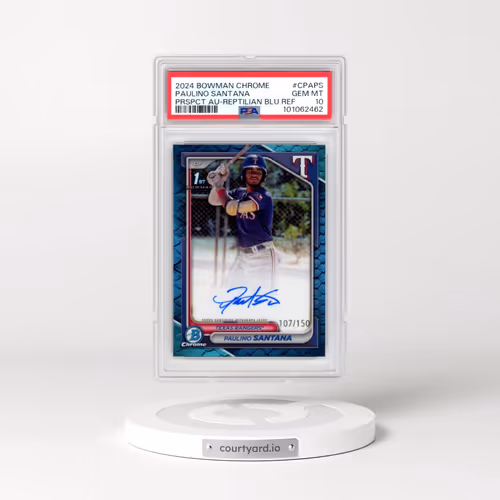 2024 Bowman Chrome Prospect Autographs #CPAPS Paulino Santana - Reptilian Blue Refractor (PSA 10 GEM