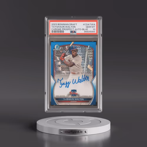 2023 Bowman Draft Chrome Prospect Autograph #CDATWA Tayshaun Walton - Blue Refractor (PSA 10 GEM MIN