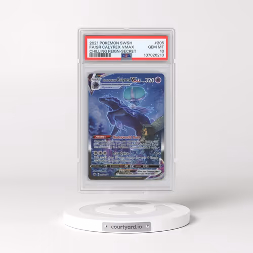 2021 Pokémon Sword & Shield Chilling Reign #205 Shadow Rider Calyrex Vmax - Full Art Secret (PSA 10