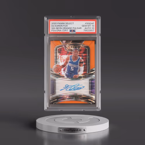 2020 Panini Select Signatures #SGDAF De'Aaron Fox - Neon Orange Pulsar (PSA 10 GEM MINT)