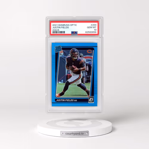 2021 Panini Donruss Optic #204 Justin Fields - Aqua (PSA 10 GEM MINT)