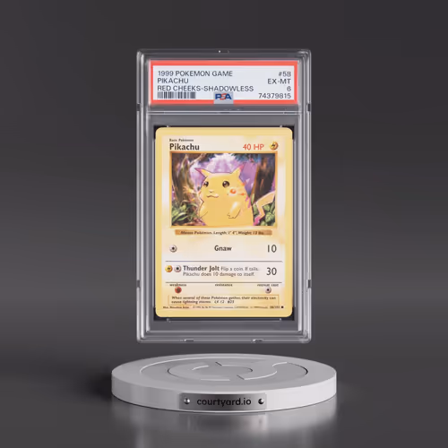 1999 Pokémon Game #58 Pikachu - Shadowless Red Cheeks (PSA 6 EX-MT)