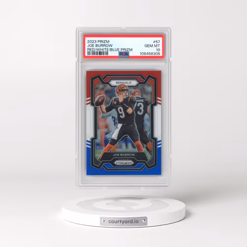 2023 Panini Prizm #57 Joe Burrow - Red/White/Blue Prizm (PSA 10 GEM MINT)