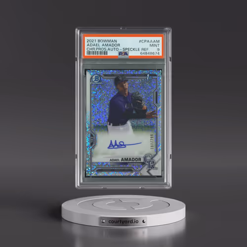 2021 Bowman Chrome Prospect Autographs #CPAAAM Adael Amador - Speckle Refractor (PSA 9 MINT)