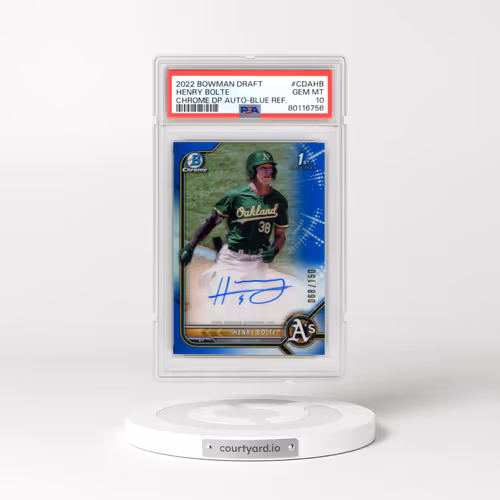 2022 Bowman Draft Chrome Draft Pick Autographs #CDAHB Henry Bolte - Blue Refractor (PSA 10 GEM MINT)