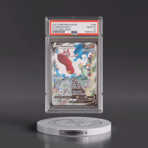 2021 Pokémon Sword & Shield Evolving Skies #186 Medicham V - Holo Full Art (PSA 10 GEM MINT)