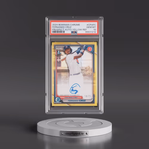 2024 Bowman Chrome Prospect Autographs #CPAFC Fernando Cruz - Yellow Refractor (PSA 10 GEM MINT)