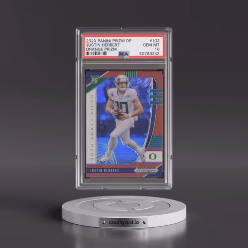 2020 Panini Prizm Draft Picks #102 Justin Herbert - Orange Prizm (PSA 10 GEM MINT)
