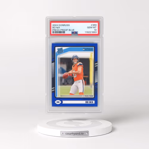2024 Panini Donruss #369 Bo Nix - Press Proof Blue (PSA 10 GEM MINT)