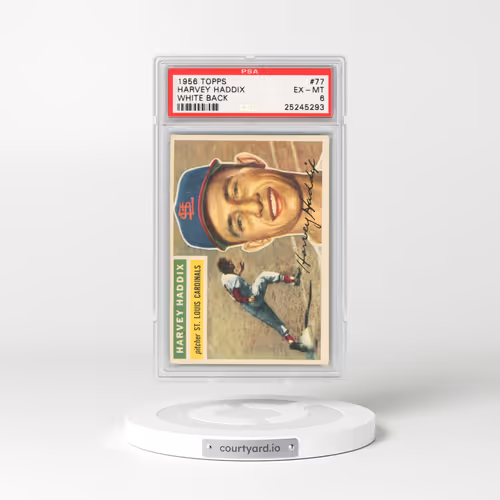 1956 Topps #77 Harvey Haddix - White Back (PSA 6 EX-MT)