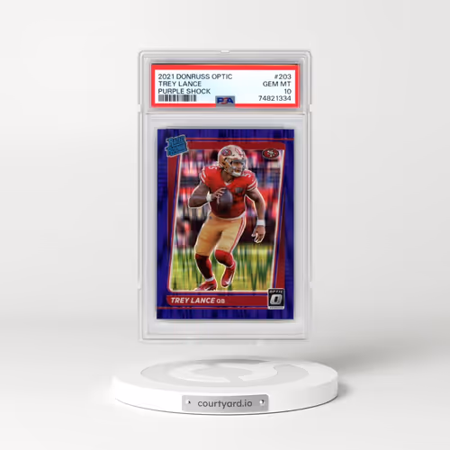 2021 Panini Donruss Optic #203 Trey Lance - Purple Shock (PSA 10 GEM MINT)